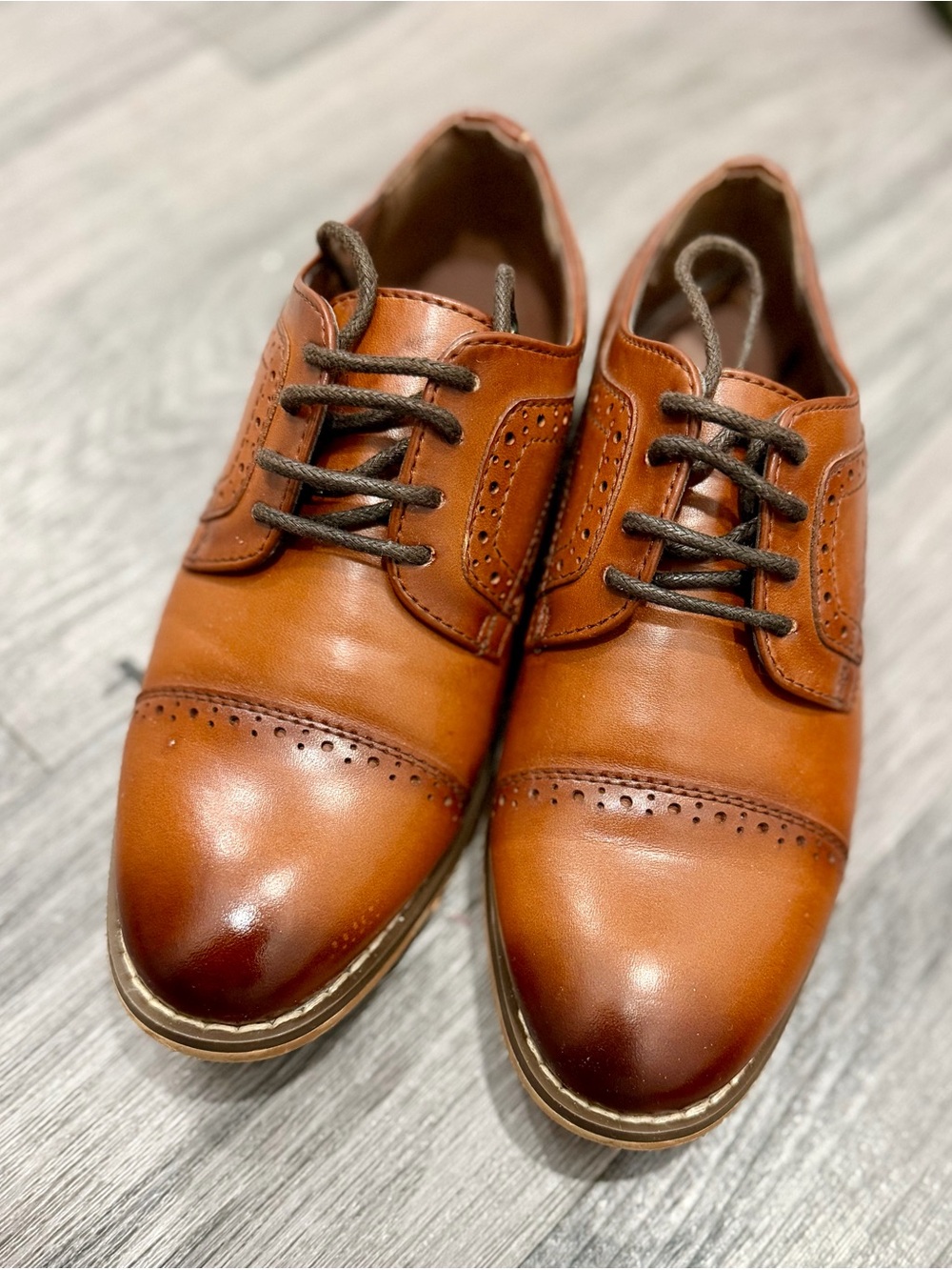 Little Boys’ Brown Leather Oxford Shoes 12M